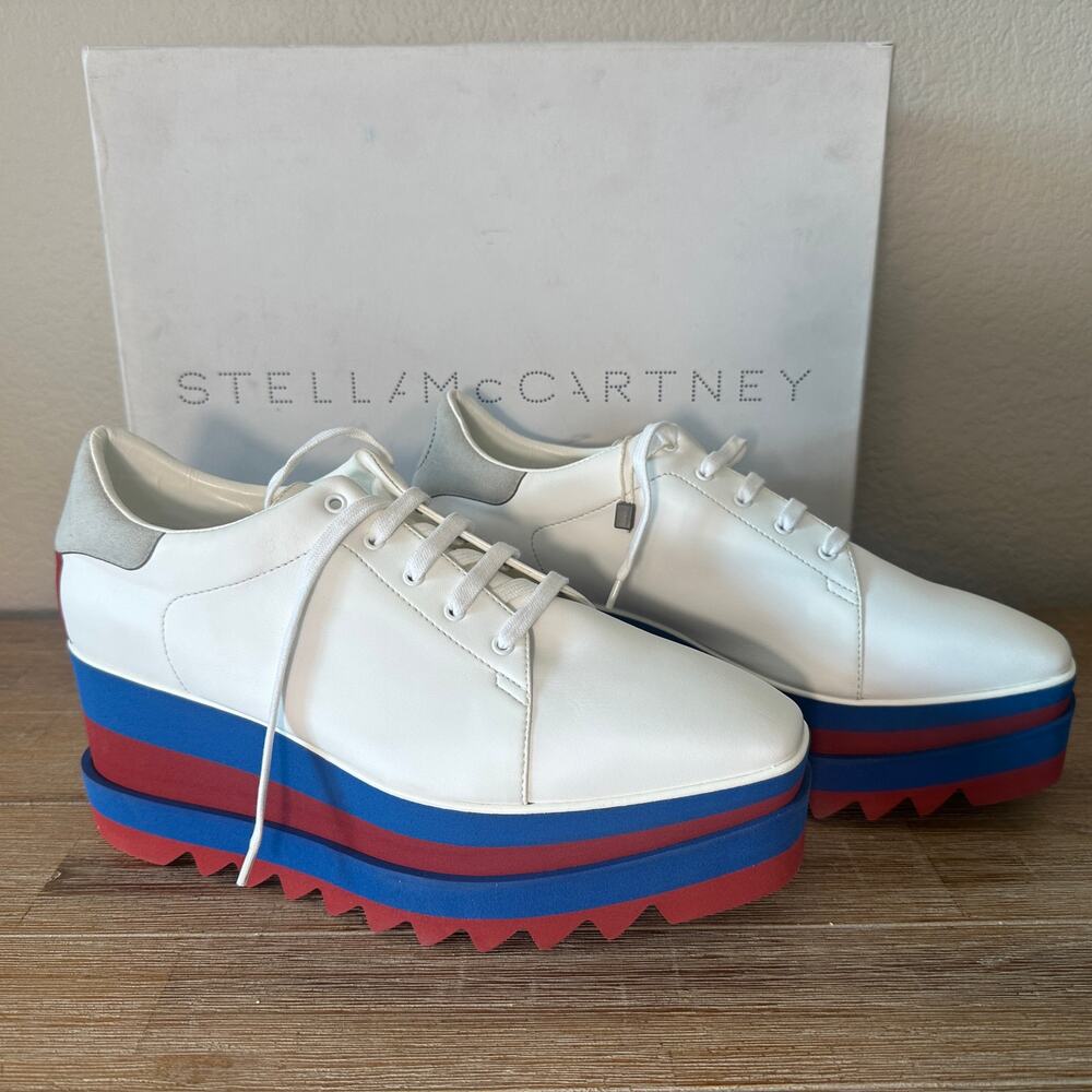Stella McCartney Sneak Elyse Platforms, Red White and Blue, size 40.5 US10.5 NIB